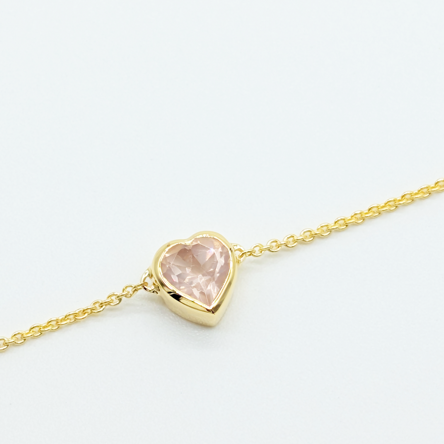 Set of 2 - Heart Rose Quartz 18k Vermeil Bracelets