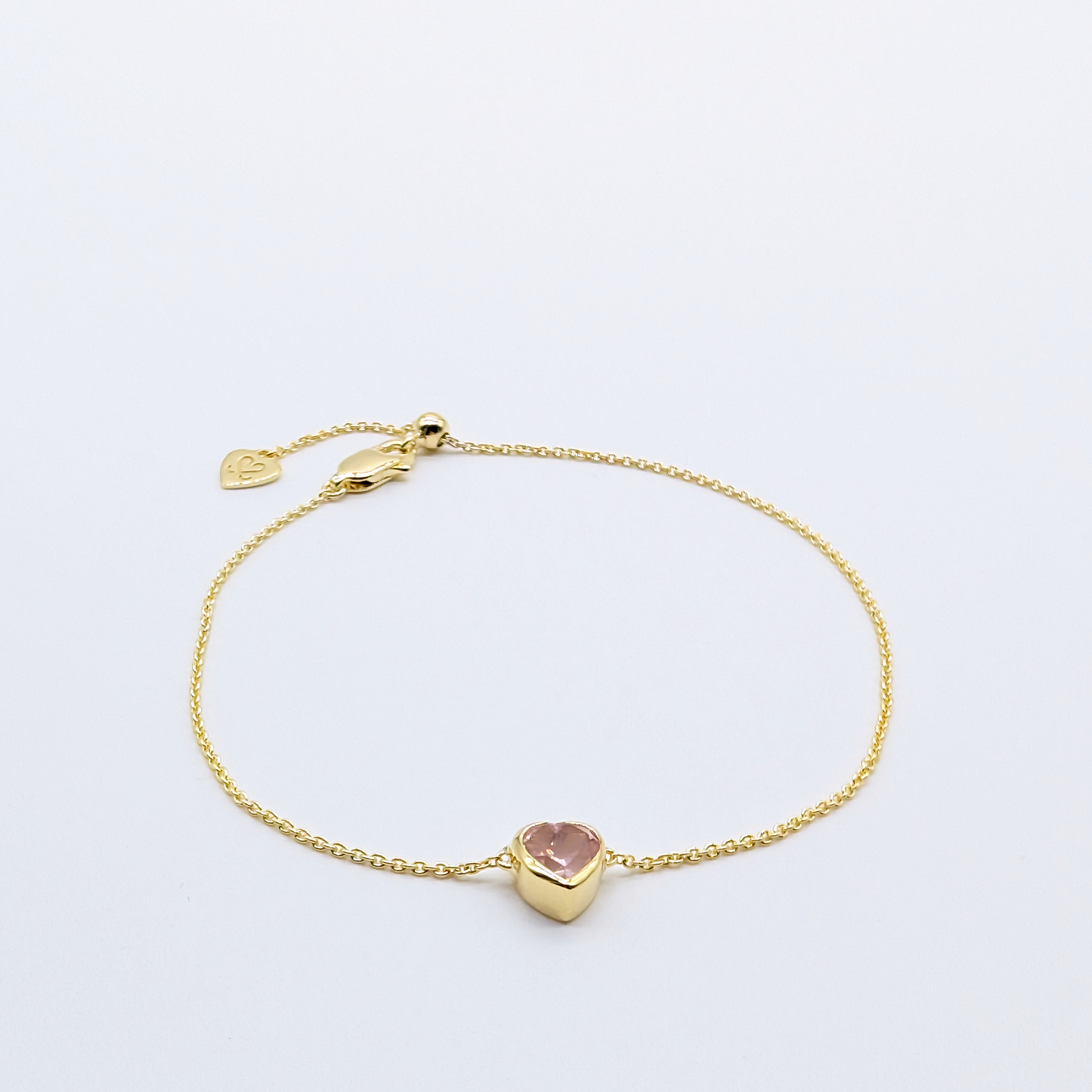 Set of 2 - Heart Rose Quartz 18k Vermeil Bracelets