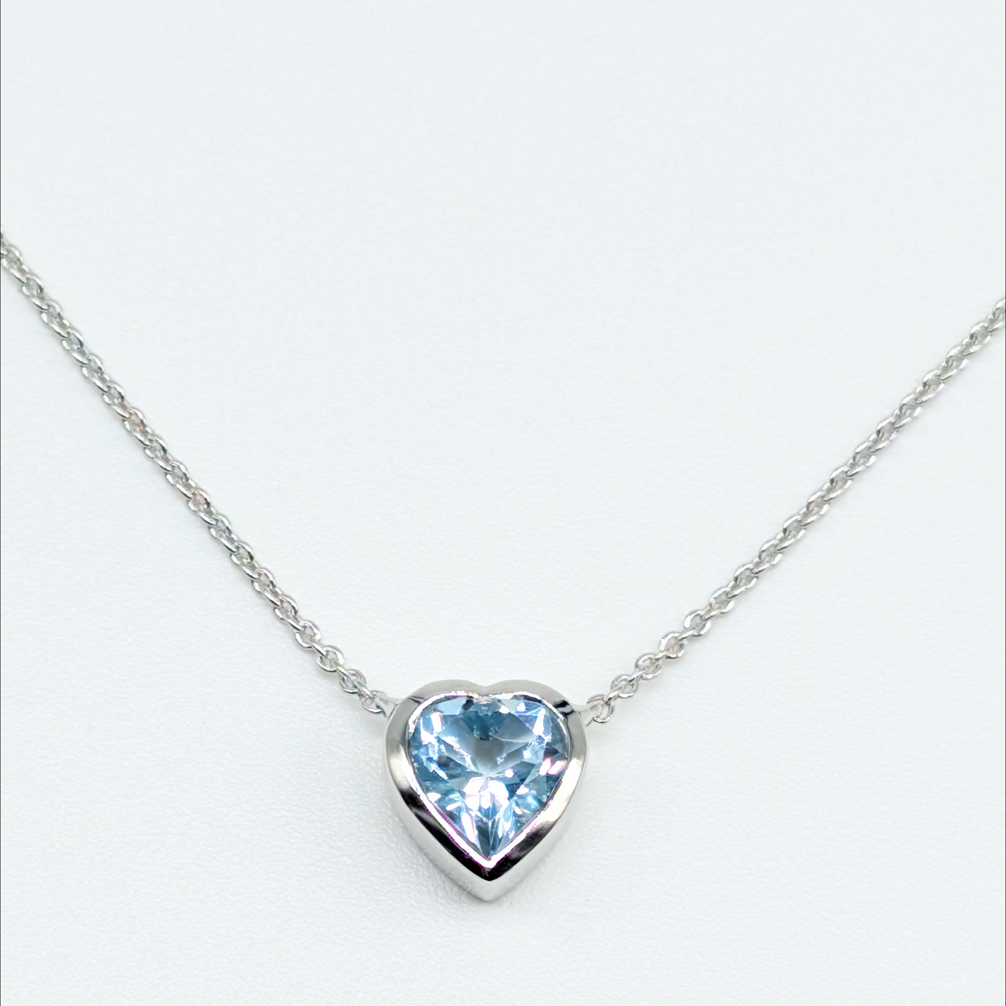 Set of 2 - Heart Blue Topaz Sterling Silver Necklaces