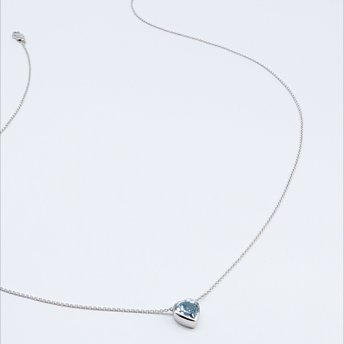 Set of 2 - Heart Blue Topaz Sterling Silver Necklaces